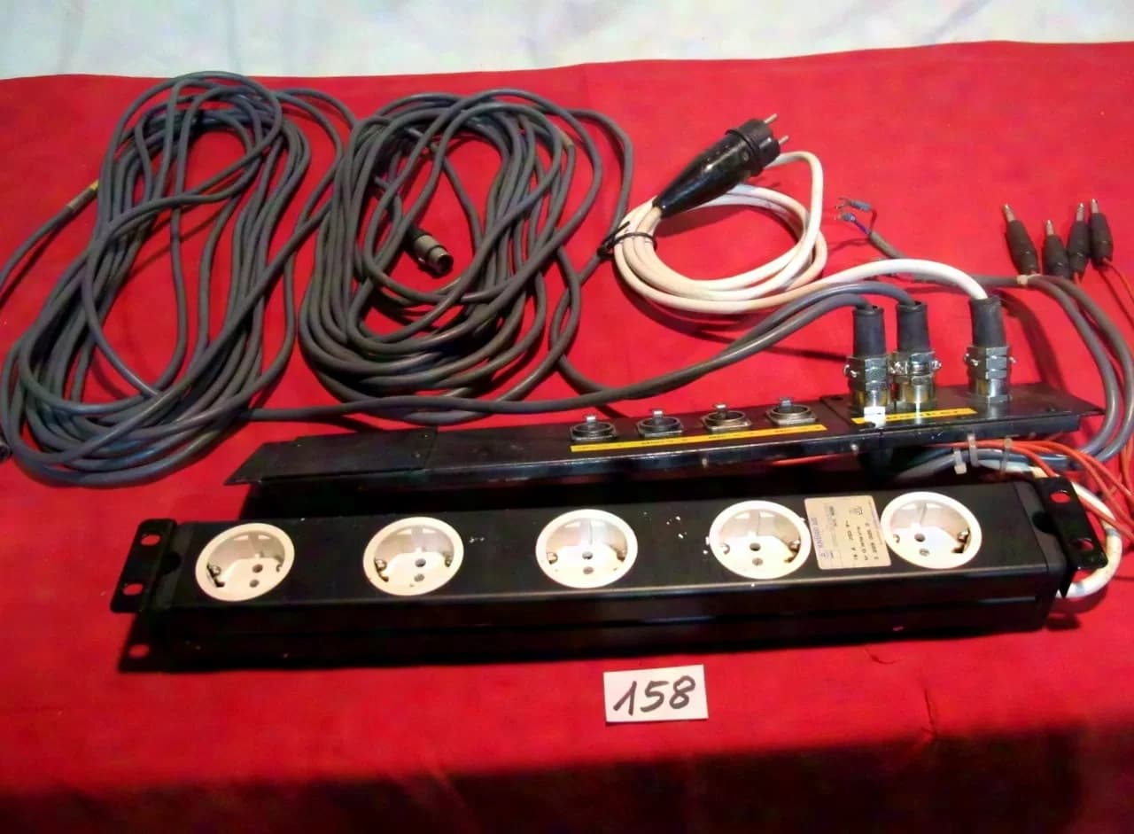 19" Connection Panel - Complete Connection Panel 2U + Schuko Power Strip + Speaker Cable #158