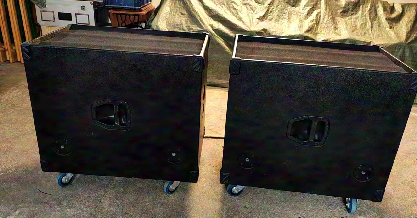 2x EV MTL-2 subwoofer replicas, each with 2x 18" B&C at 500 W RMS