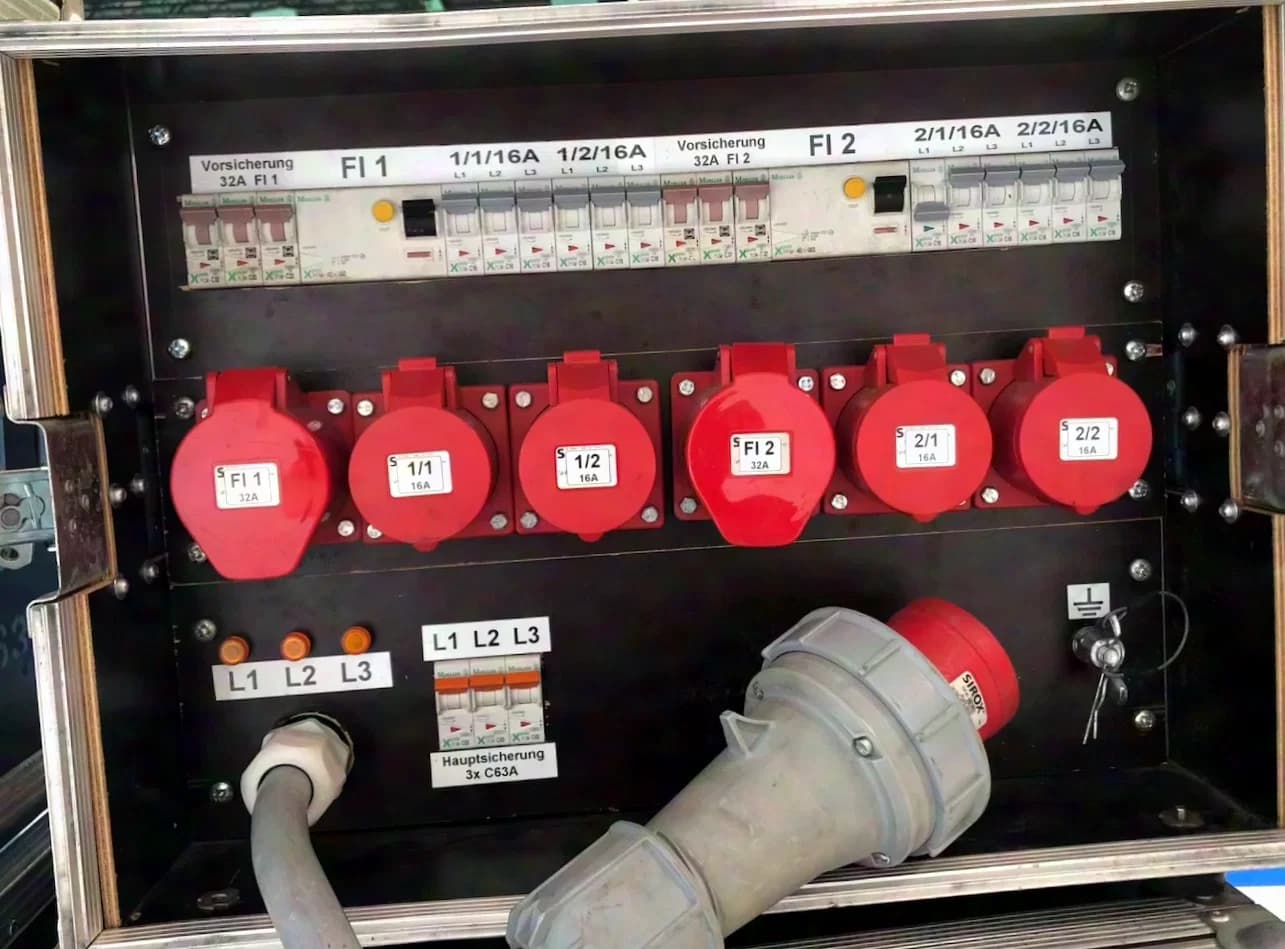 63A CEE high-voltage power distributor, splitter in case