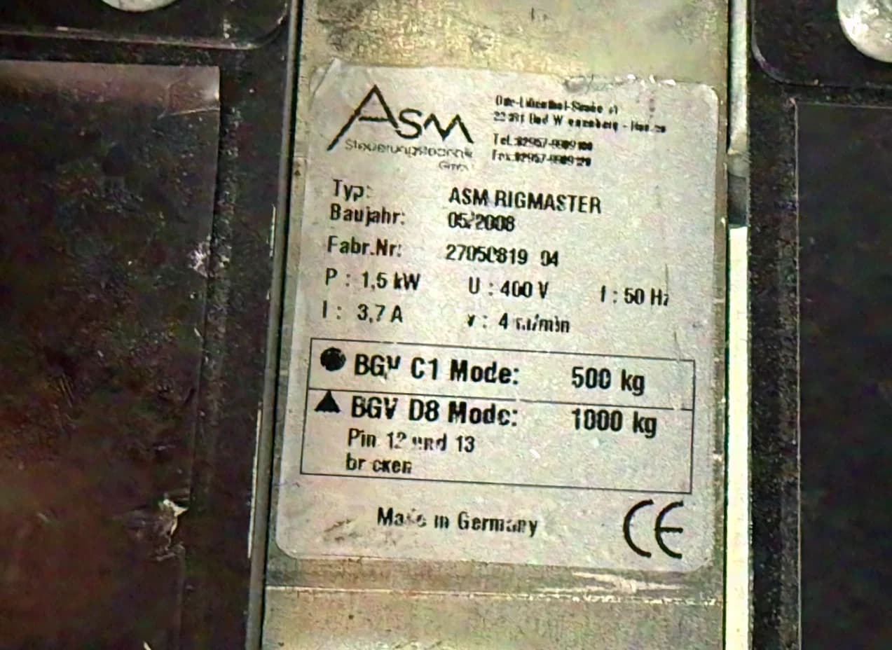 ASM RigMaster 500/1000 Chain Hoist C1: 500kg D8:1000kg 20m Chain incl. amptown CASES