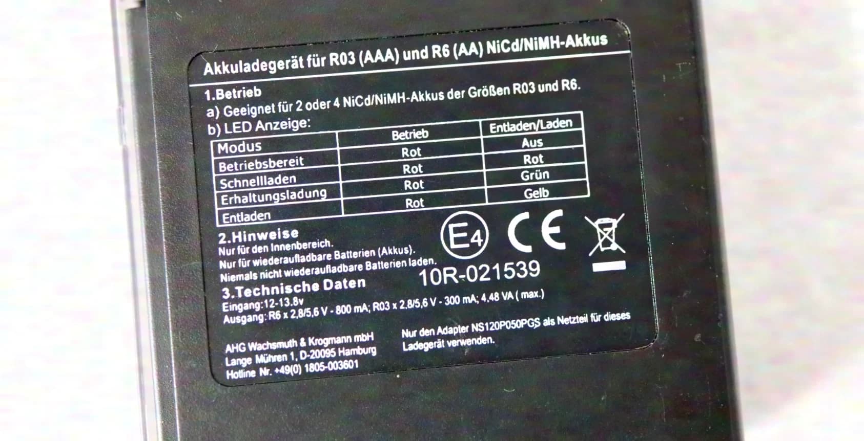 Active Energy NiCd/NiMH charger "Active Energy MW1268A"