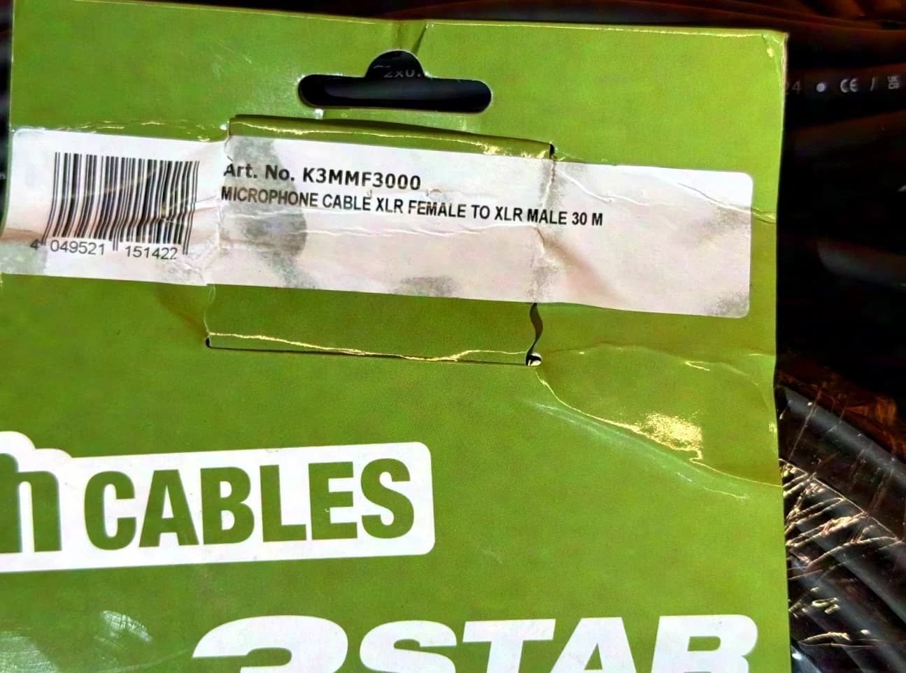 Adam Hall Microphone Cable XLR 3-pin 30m, BLACK