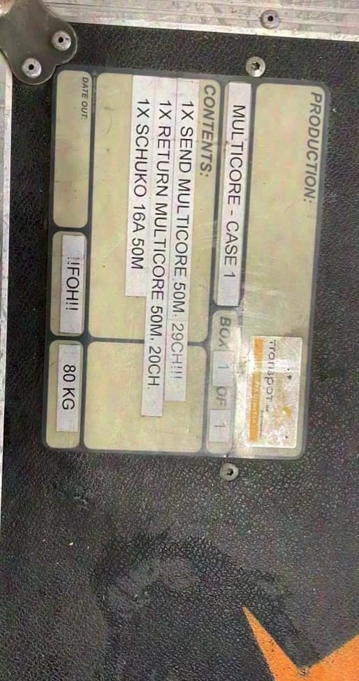 CAE 50m Multicore Harting HAN-64B, HAN-40B, 29CH Send + 20CH Return 8-way, Case