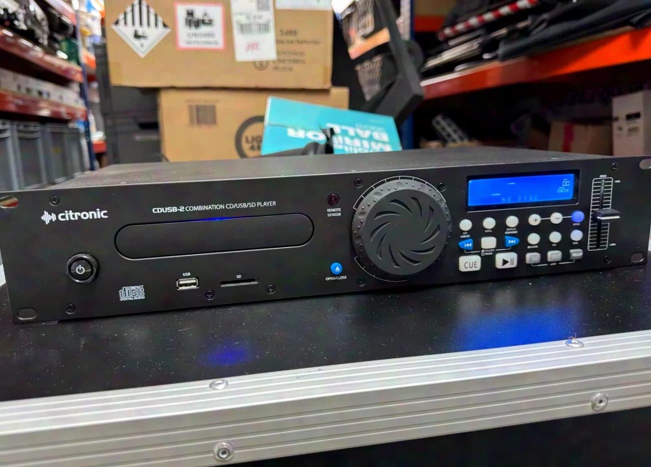 Citronic CDUSB-2 19"/2HE Multimedia Player for CD/USB/SD card with Pitch Control +/-16%, Wheel, autocue, antishock 20 Sek.,