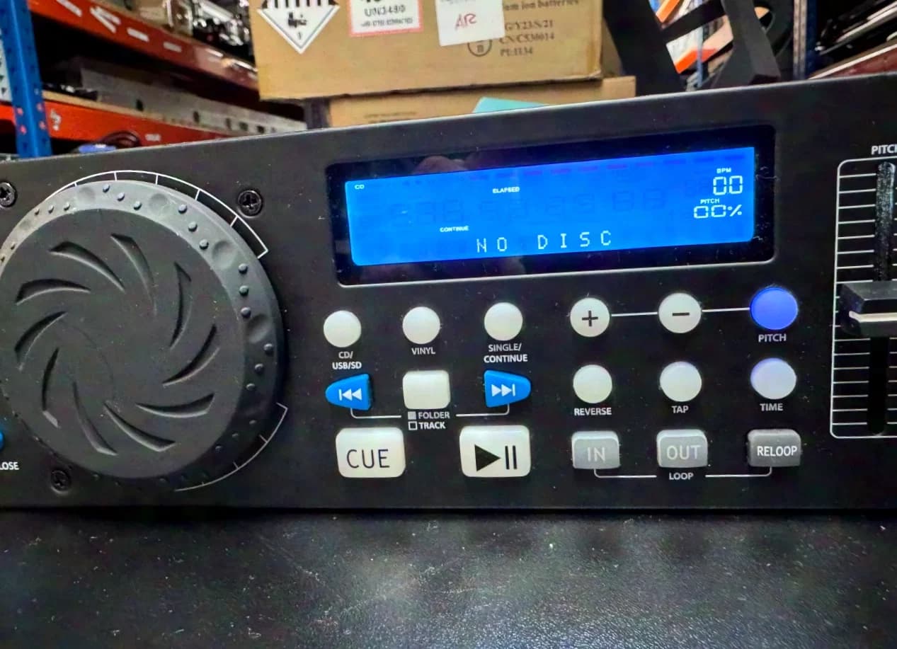 Citronic CDUSB-2 19"/2HE Multimedia Player for CD/USB/SD card with Pitch Control +/-16%, Wheel, autocue, antishock 20 Sek.,