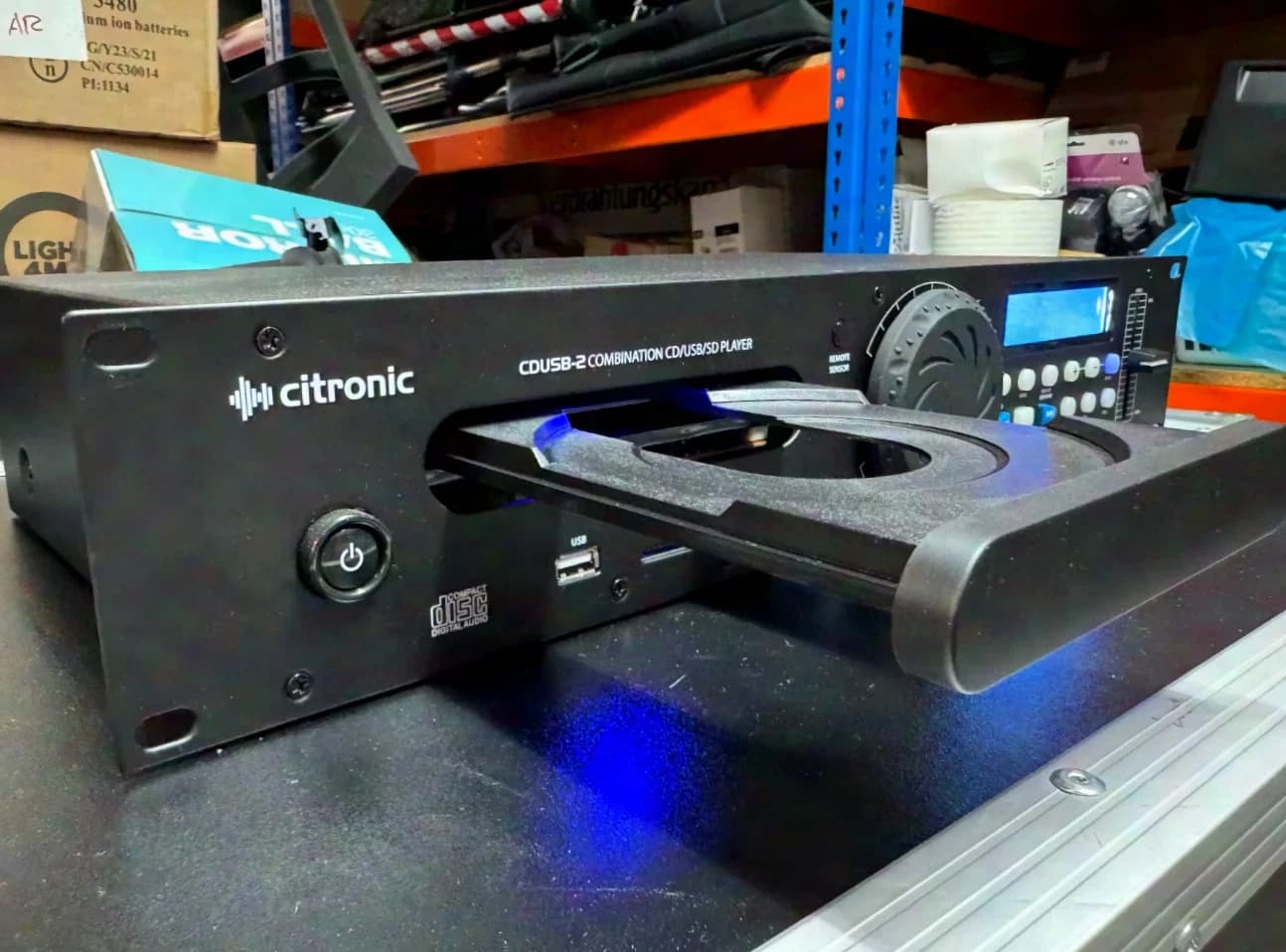 Citronic CDUSB-2 19"/2HE Multimedia Player for CD/USB/SD card with Pitch Control +/-16%, Wheel, autocue, antishock 20 Sek.,