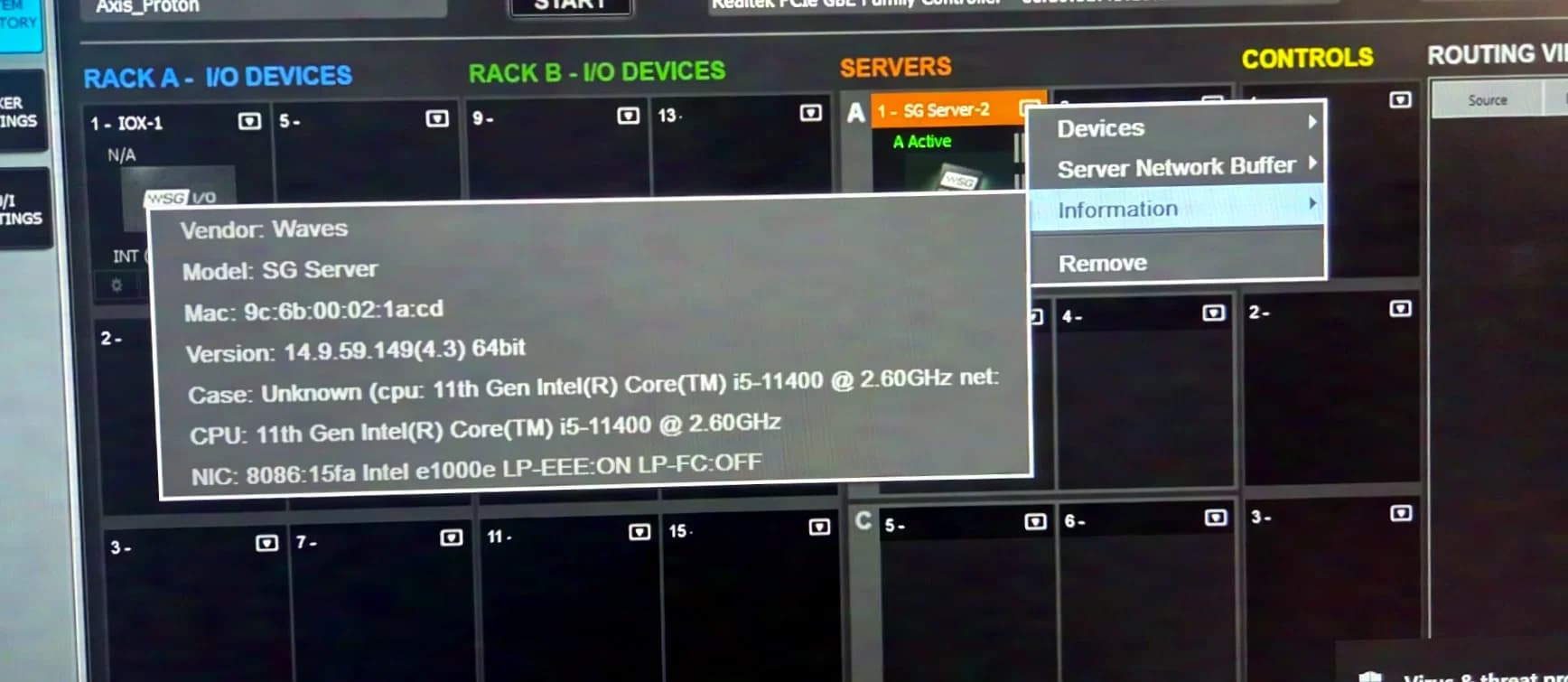 Clone Waves eMotion LV1 with 3x DG-IOX input/outputs and 2x24" touch control screens
