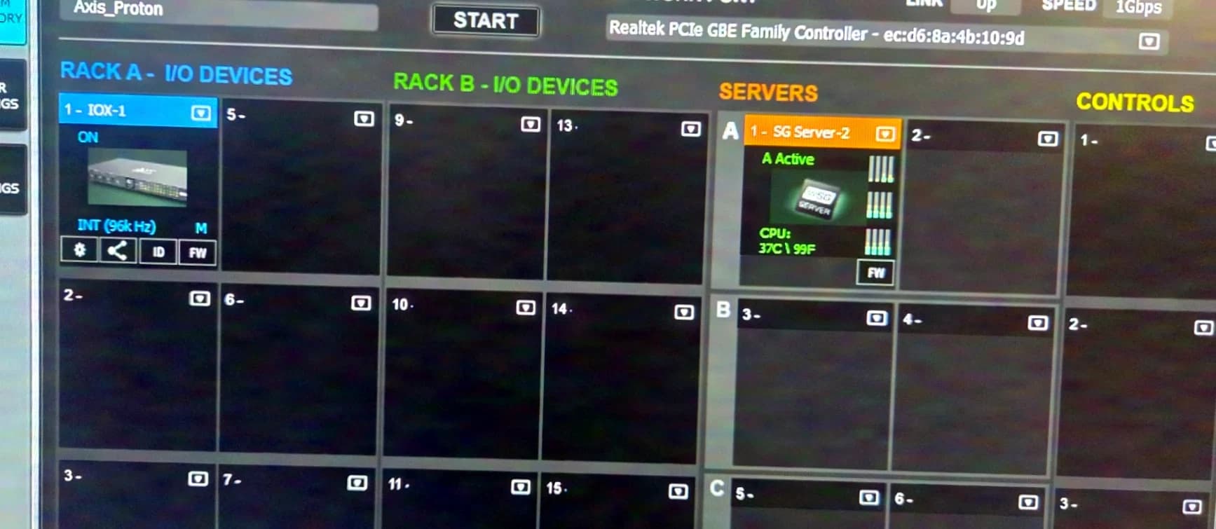 Clone Waves eMotion LV1 with 3x DG-IOX input/outputs and 2x24" touch control screens