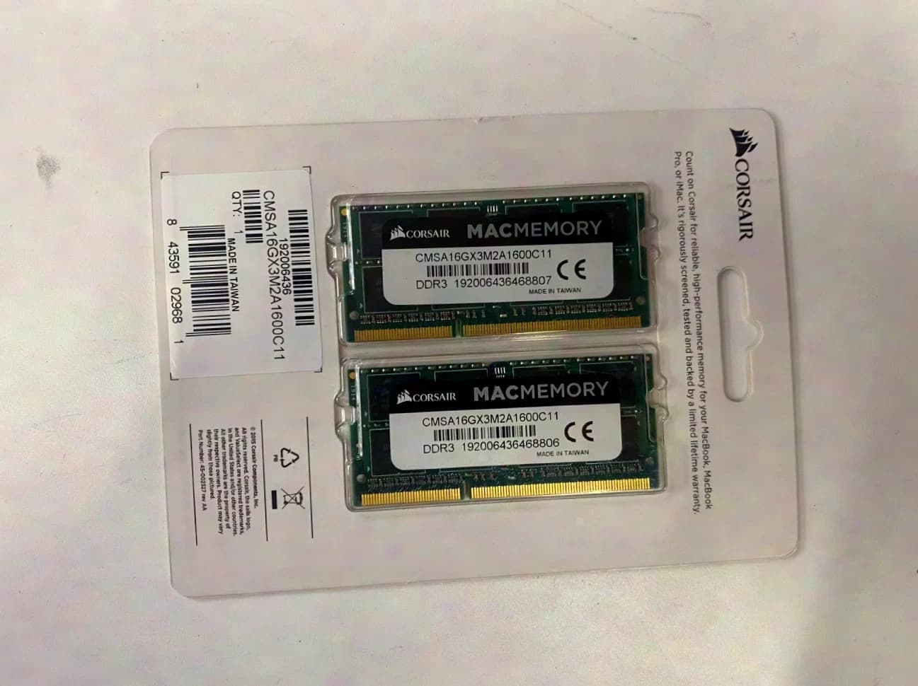 Corsair 16GB (2x8GB) Corsair SODIMM PC10600/1333Mhz for MacBook Pro, iMac, Mac mini