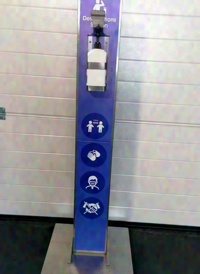 Stainless steel "Hygiene-Tower" disinfection stand