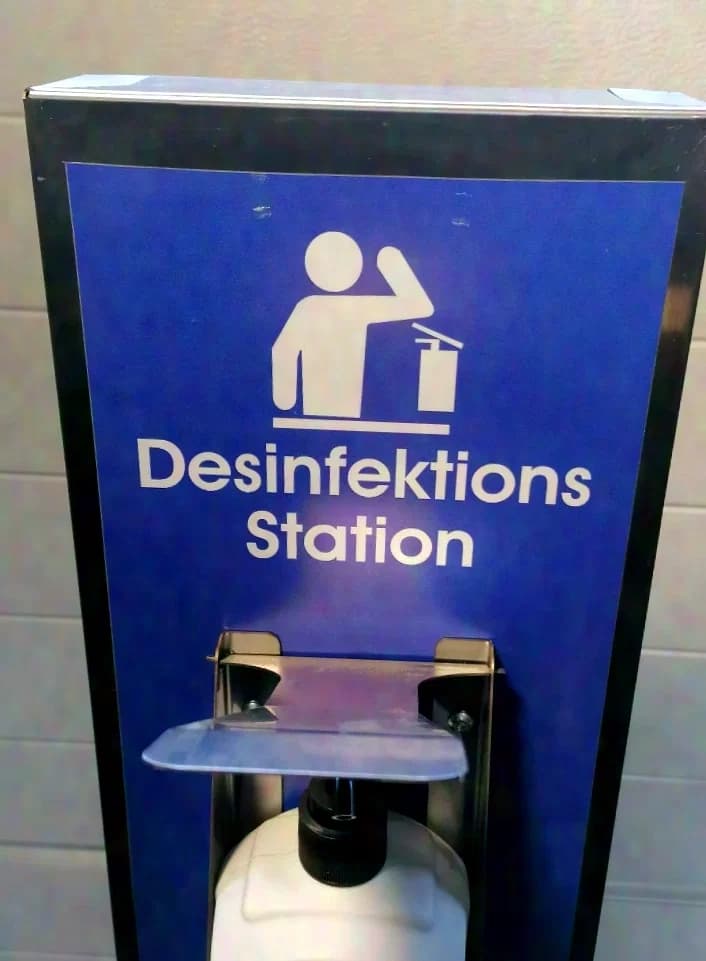 Stainless steel "Hygiene-Tower" disinfection stand