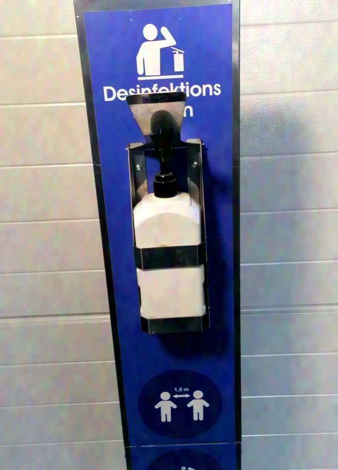 Stainless steel "Hygiene-Tower" disinfection stand