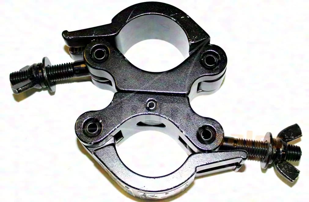 Double clamps, swivel or fixed at 90° (silver or black)