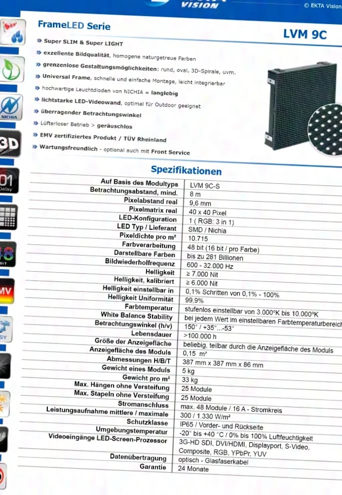 EKTA LVM 9C 17m² 9mm LED Wall outdoor
