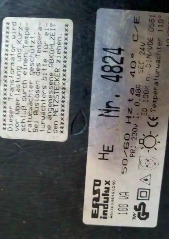 ERSO Indulux 24V / 100VA isolating transformer / 3 x hand lamp + distributorOther power distributor