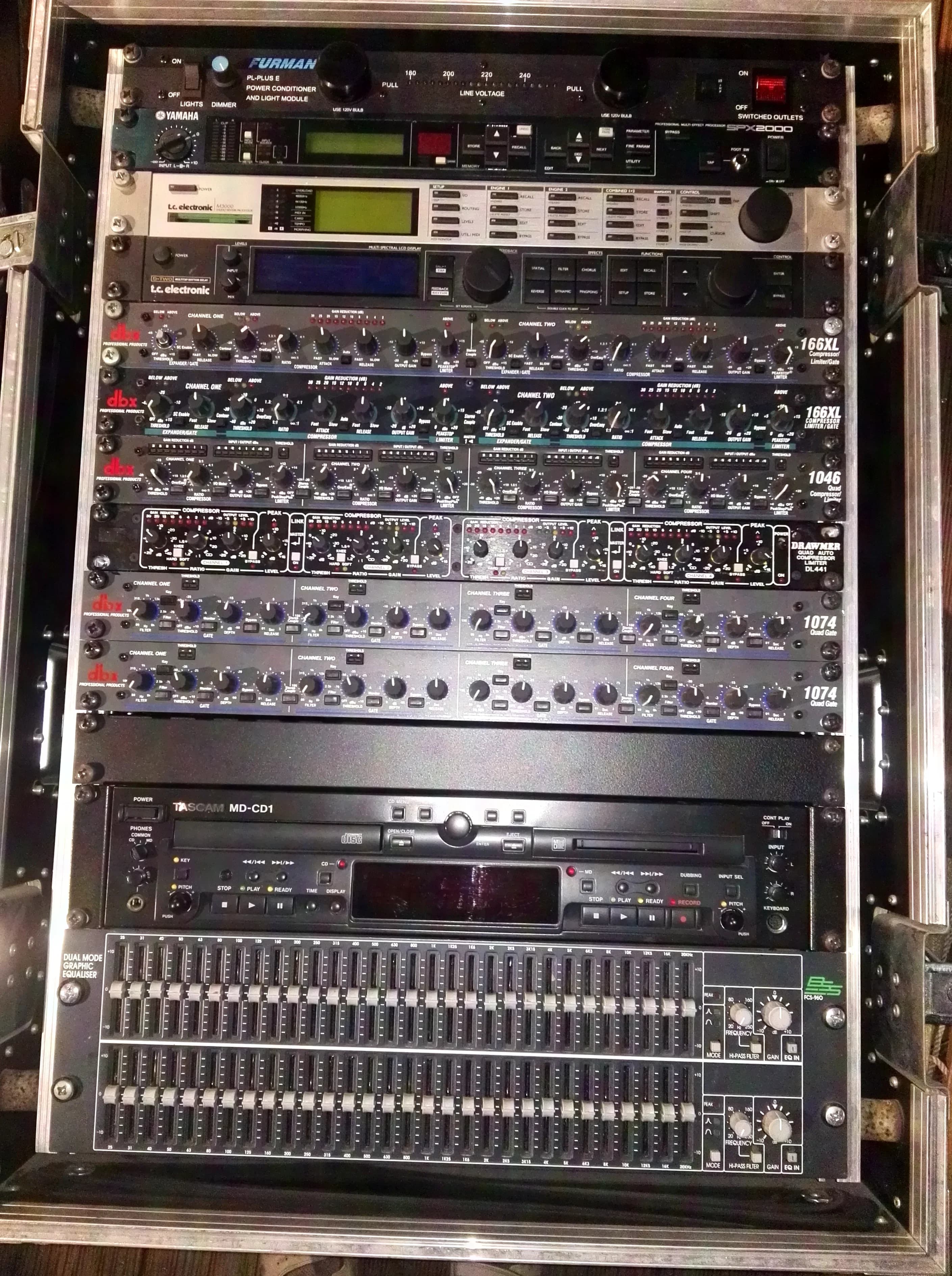 Effects rack Furman, Yamaha, t.c. electronic, dbx, Drawmer, Tascam, BSS