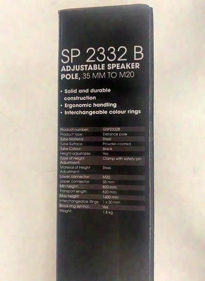 Gravity SP 2332B Speaker Distance Pole with M20 Thread