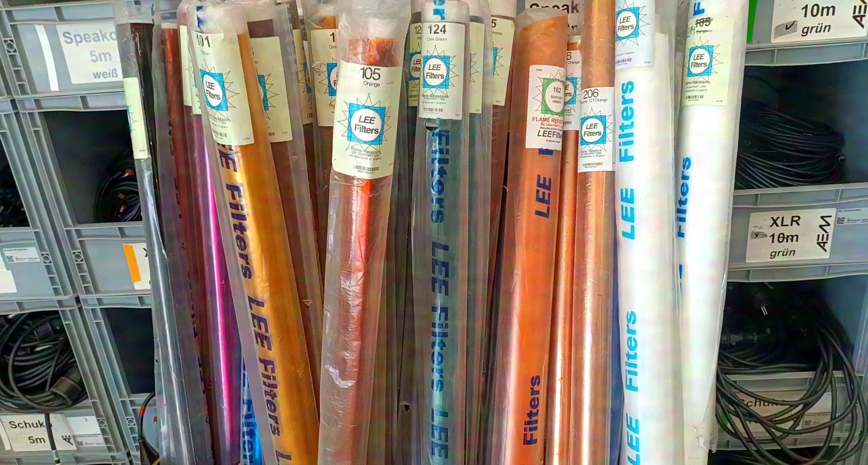 LEE Filters 35x color gels, various colors, partially used rolls