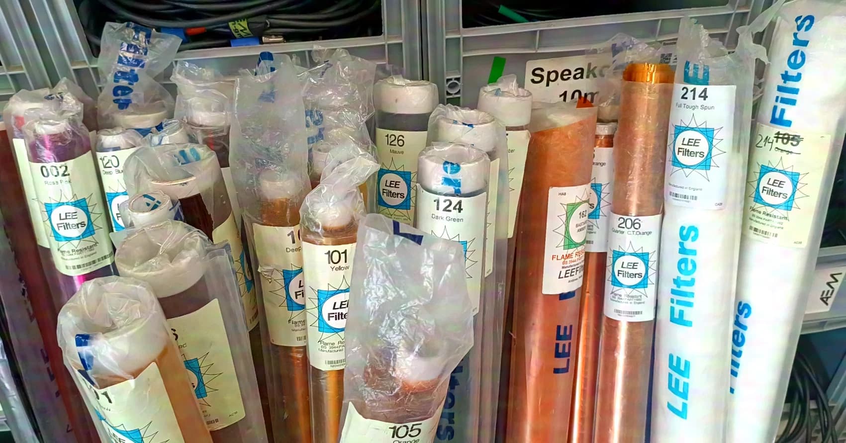 LEE Filters 35x color gels, various colors, partially used rolls