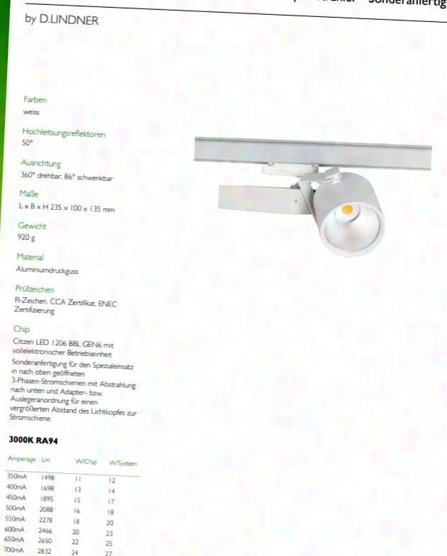 Lival Glider Citizen (450 units) LED track light for 3-phase track 3000K 13W