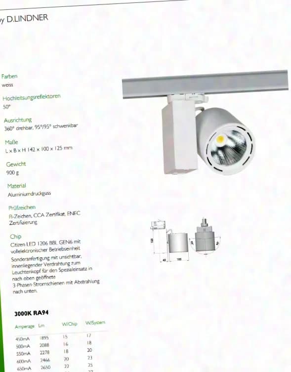 Lival Hub Citizen (500 pieces) LED light for track rail tracklight 3000K 15W