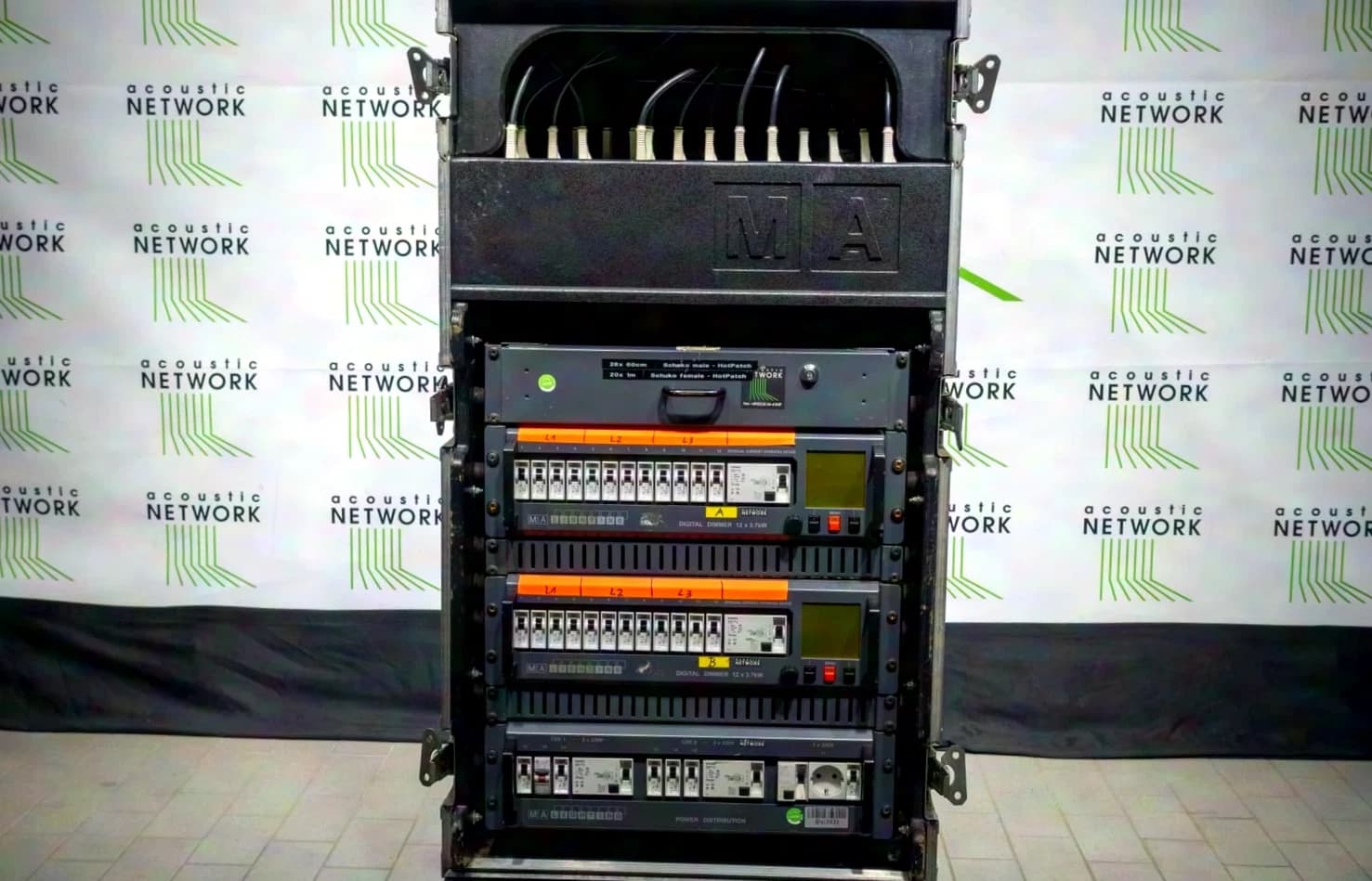 MA lighting| Dimmer Rack with 2x 12x3.7kw Digital Dimmer, Distribution and Hotpatch Cables Used - good condition