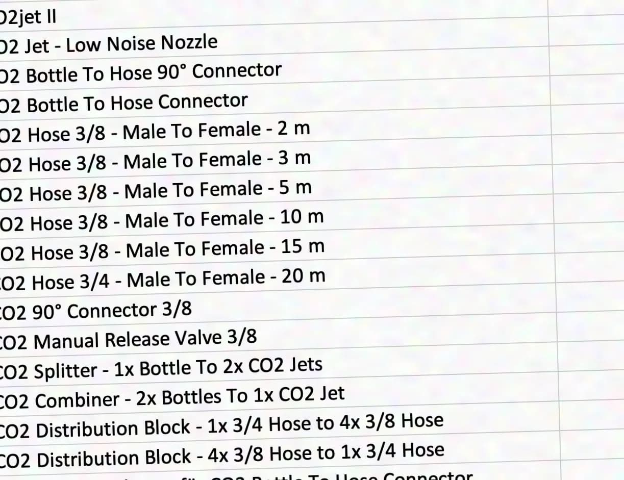 Magic FX CO2 Accessories Hoses/Adapters/CO2 Jets etc.