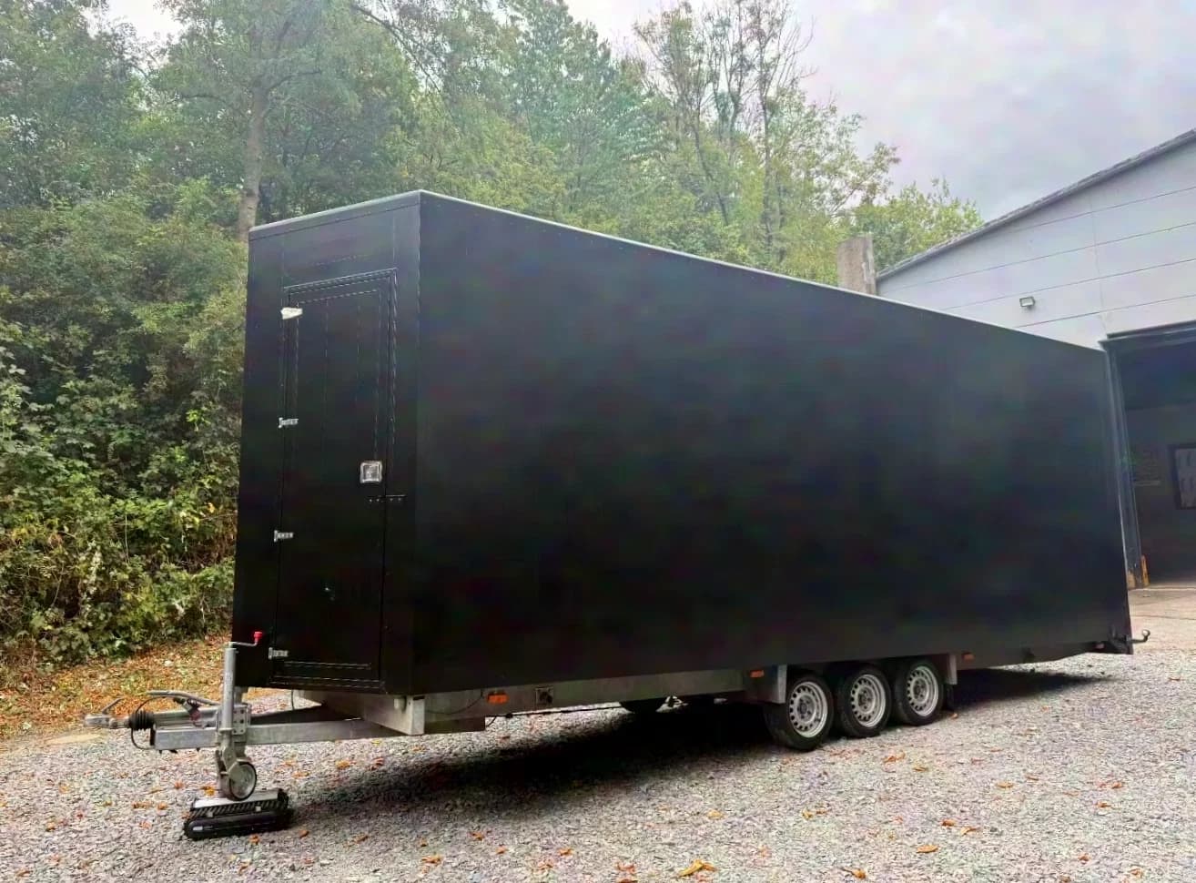 Mobile musician and event stage box trailer, opens on one side