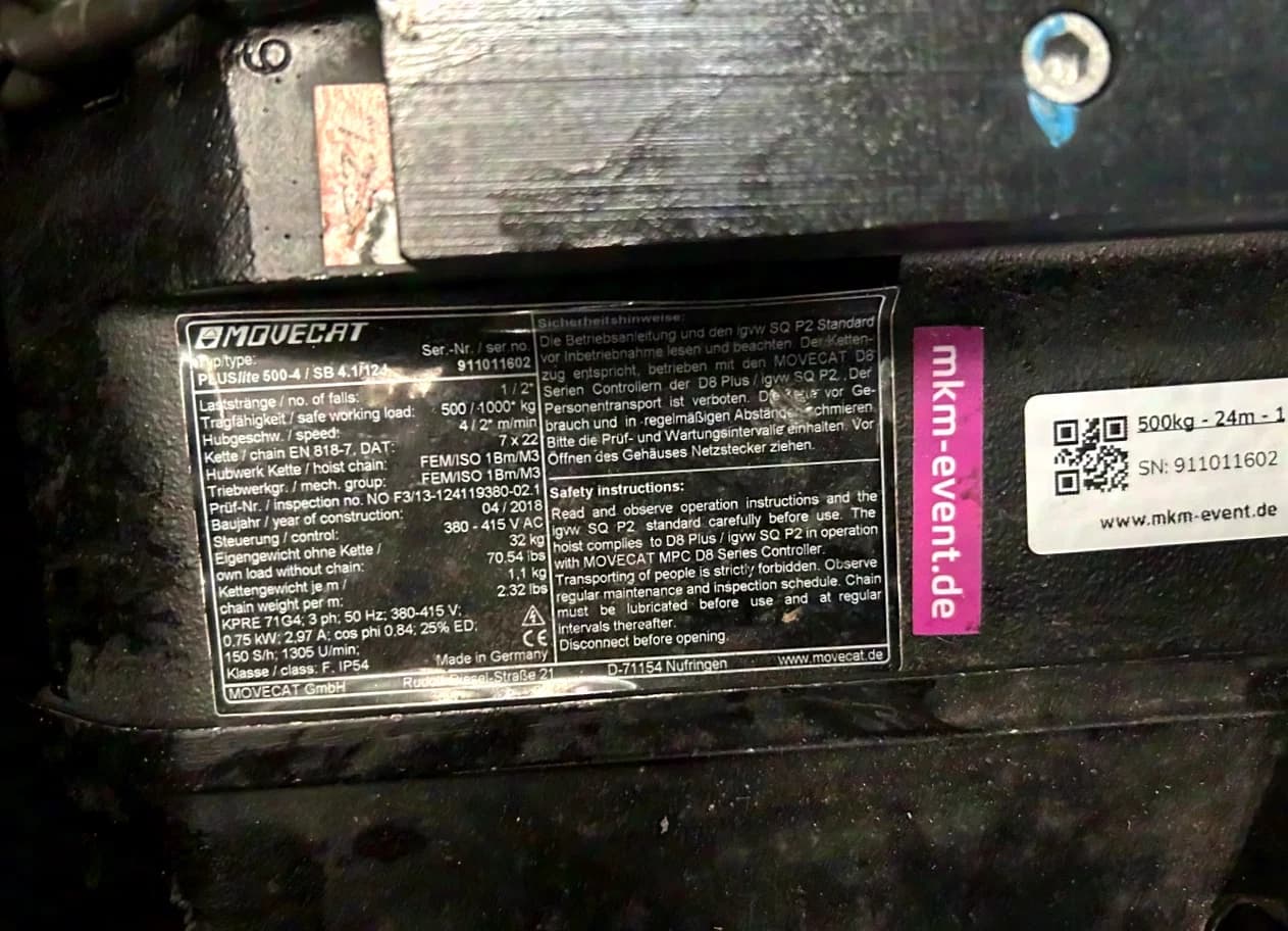 Moveket PLUSlite 500-4 D8 Plus Motor 24m Kette