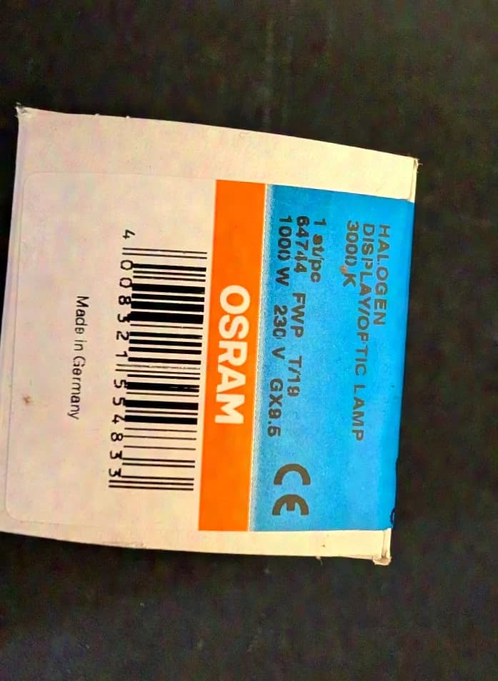 Osram Halogen Display / Optic Lamp GX 9.5 1000W