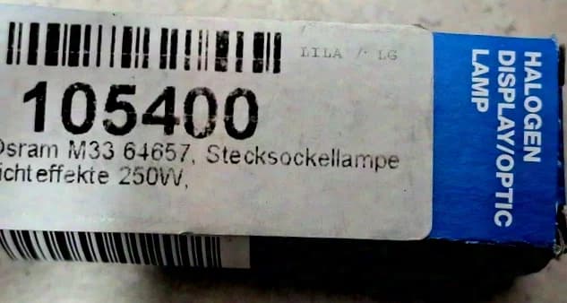 Osram lamp HLX64657, 250W, 24V, G6,35, NAED 54255