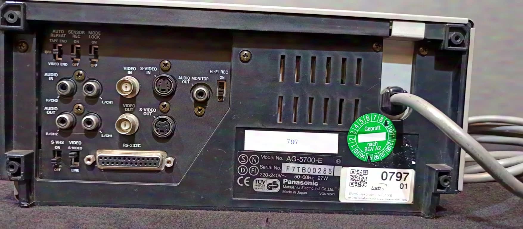 Panasonic SVHS Recorder AG 5700E-E