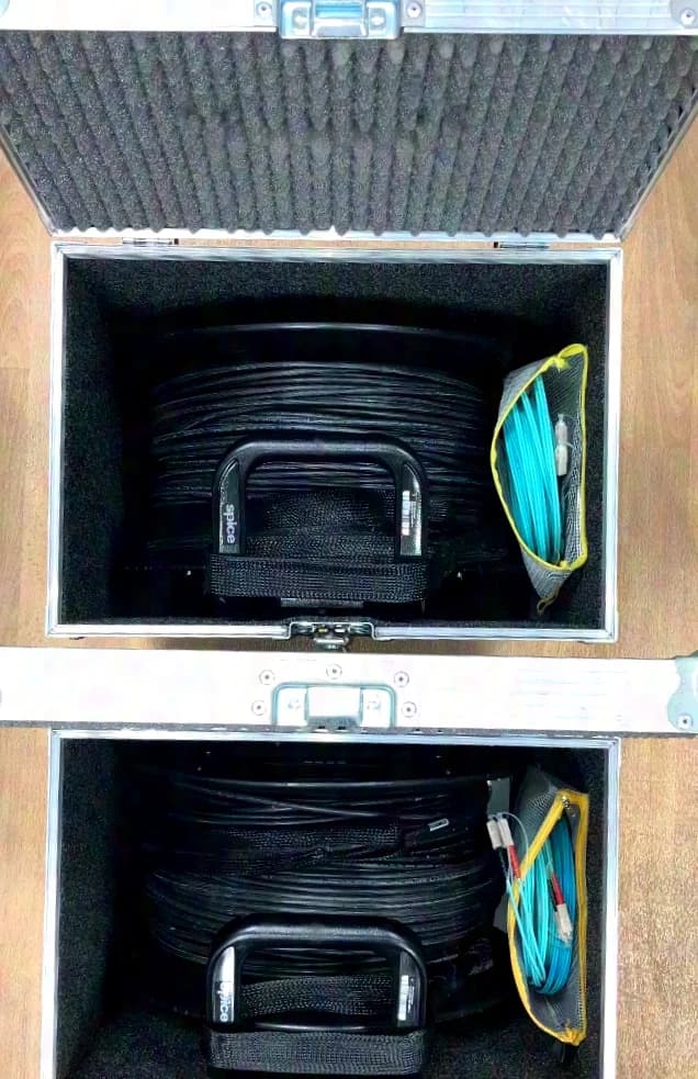 Patch cable mobile fiber optic cable reel 4x SC 100 meters OM3 complete