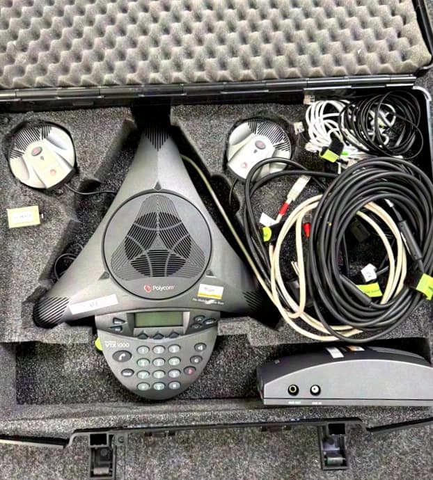 Polycom VTX1000 teleconference system in black case