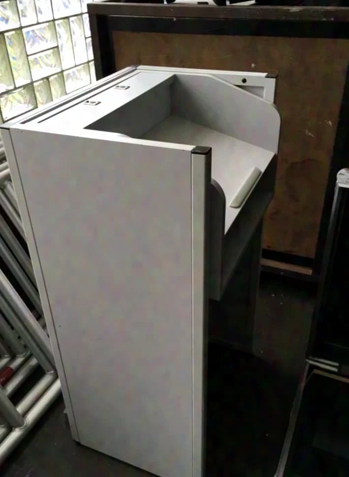 Lectern Light Grey – height-adjustable with light and microphone connection