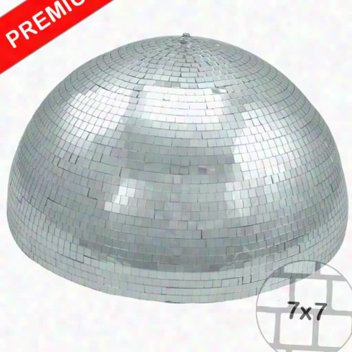 SATISFIRE Half Disco Ball 50cm, 7x7mm mirror tiles, integrated motor - for ceiling mounting, dimensionally stable fiberglass core