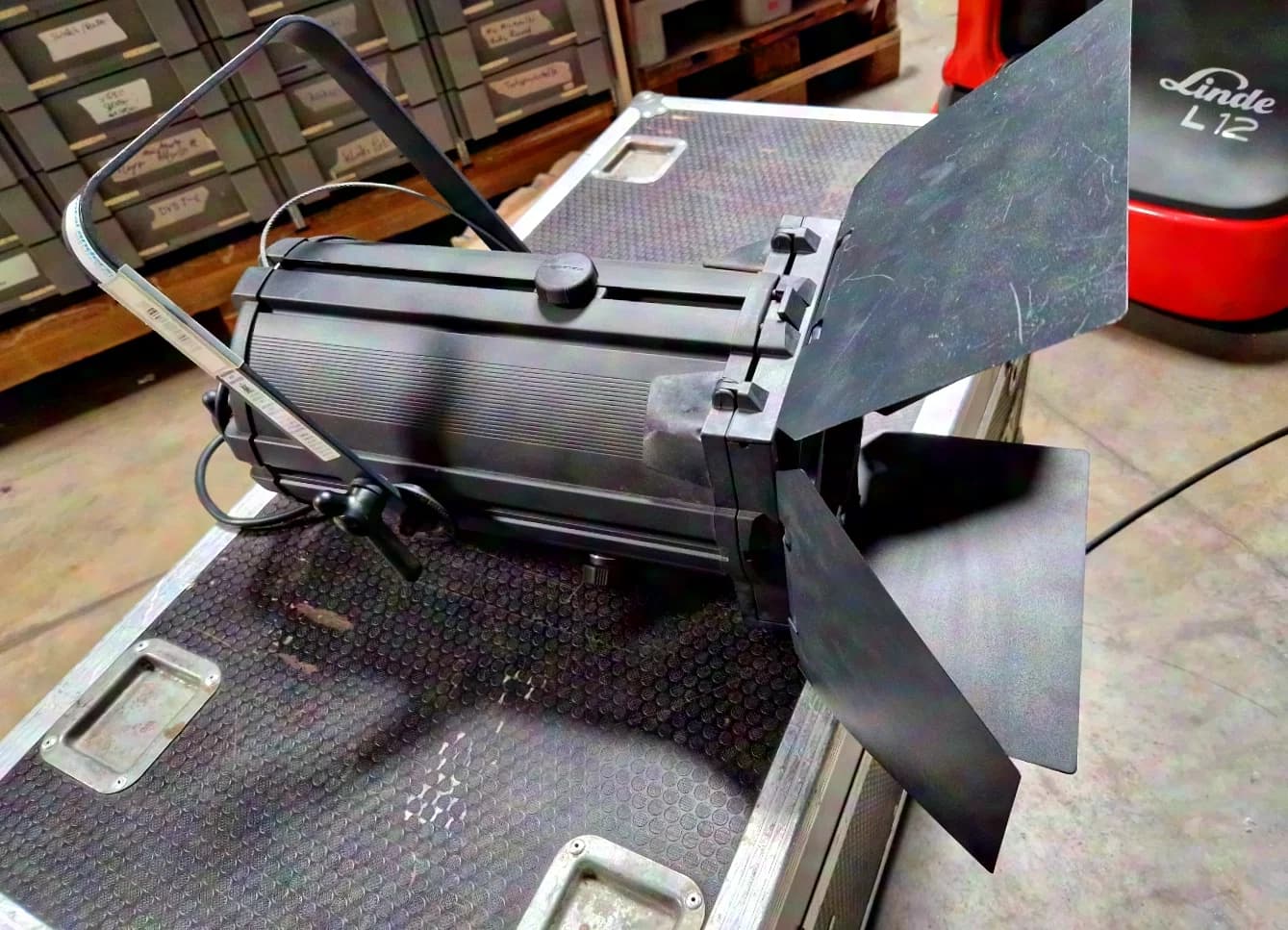 Selecon Rama 150 PC theatre spotlight with barn door