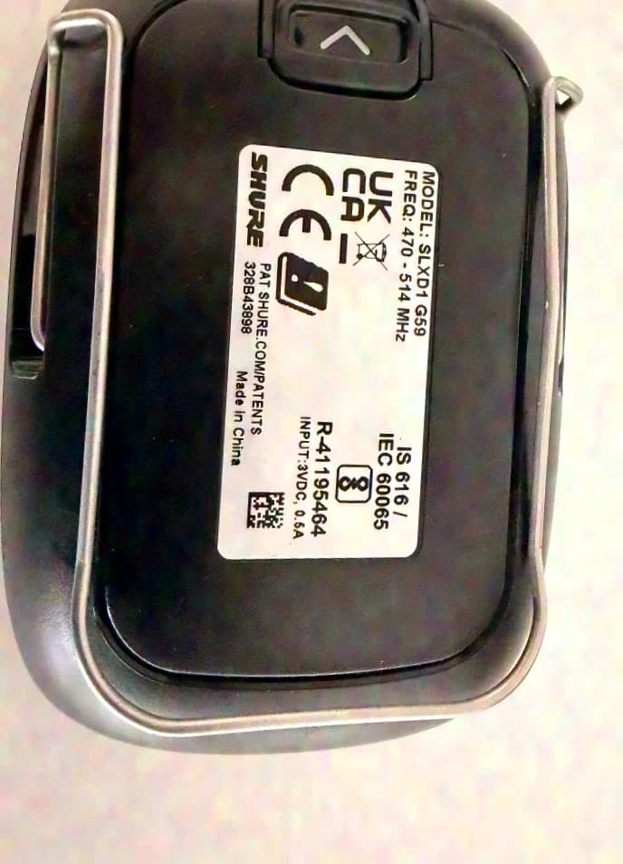 Shure SLXD1 bodypack transmitter in the G59 band