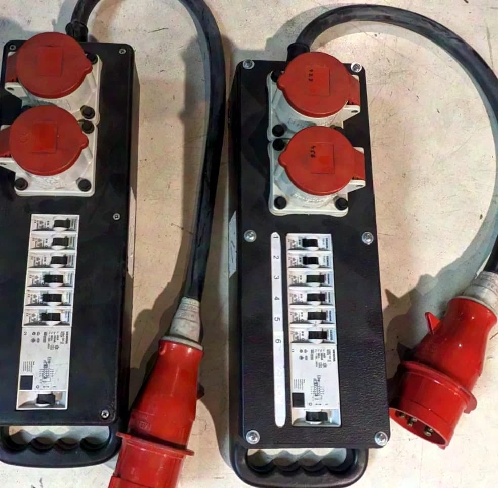 Power distributor, case distributor 32A CEE > 2x 16A CEE, fuse RCD, A2