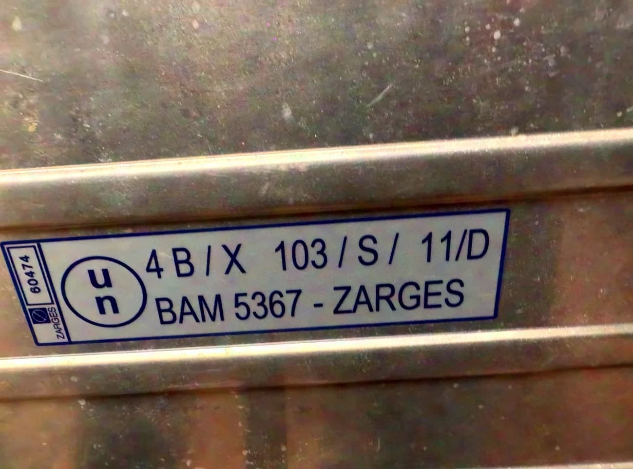 Zarges hazardous goods aluminium transport boxes with BAM label, set of 8