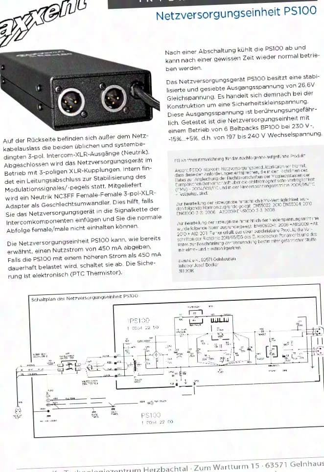 axxent PS100 Power supply unit for Partyline intercom components