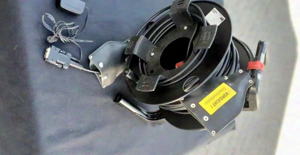 nn 50m DVI fiber optic cable in case on Schill reel