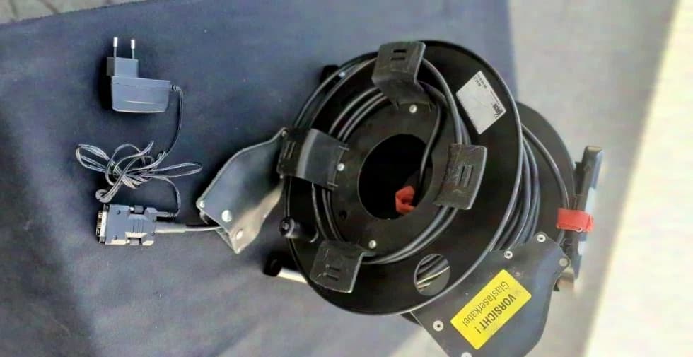 nn 50m DVI fiber optic cable in case on Schill reel
