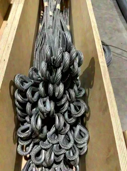 Steel wire rope 8mm, length 100cm, thimble on one end, open end on the other side
